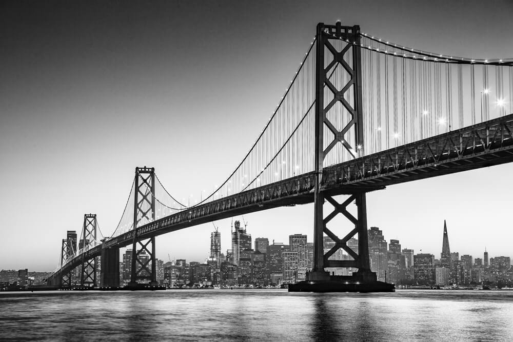 black and white image of San Francisco, California